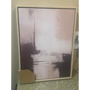 Framed Abstract Canvas Wall Art Neutral Brown‎ Beige Contemporary Decor